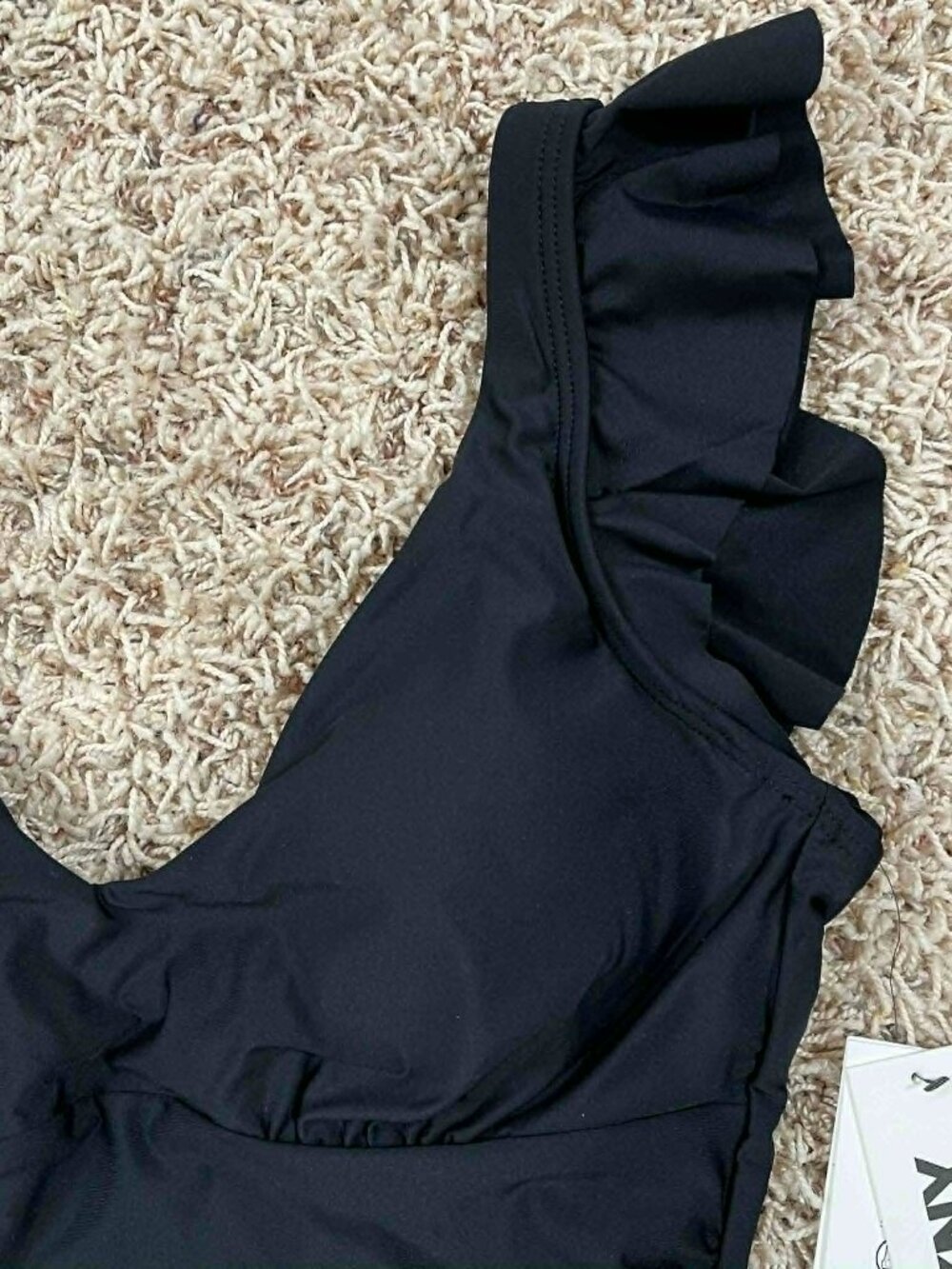 DKNY Women's Ruffle Sleeve One-Piece Swimsuit Black, Size Medium (New) - Picture 6 of 13
